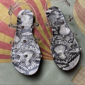 Vince Camuto Aveson Clear Jelly Rhinestone Sandals Girls 13 M Jeweled